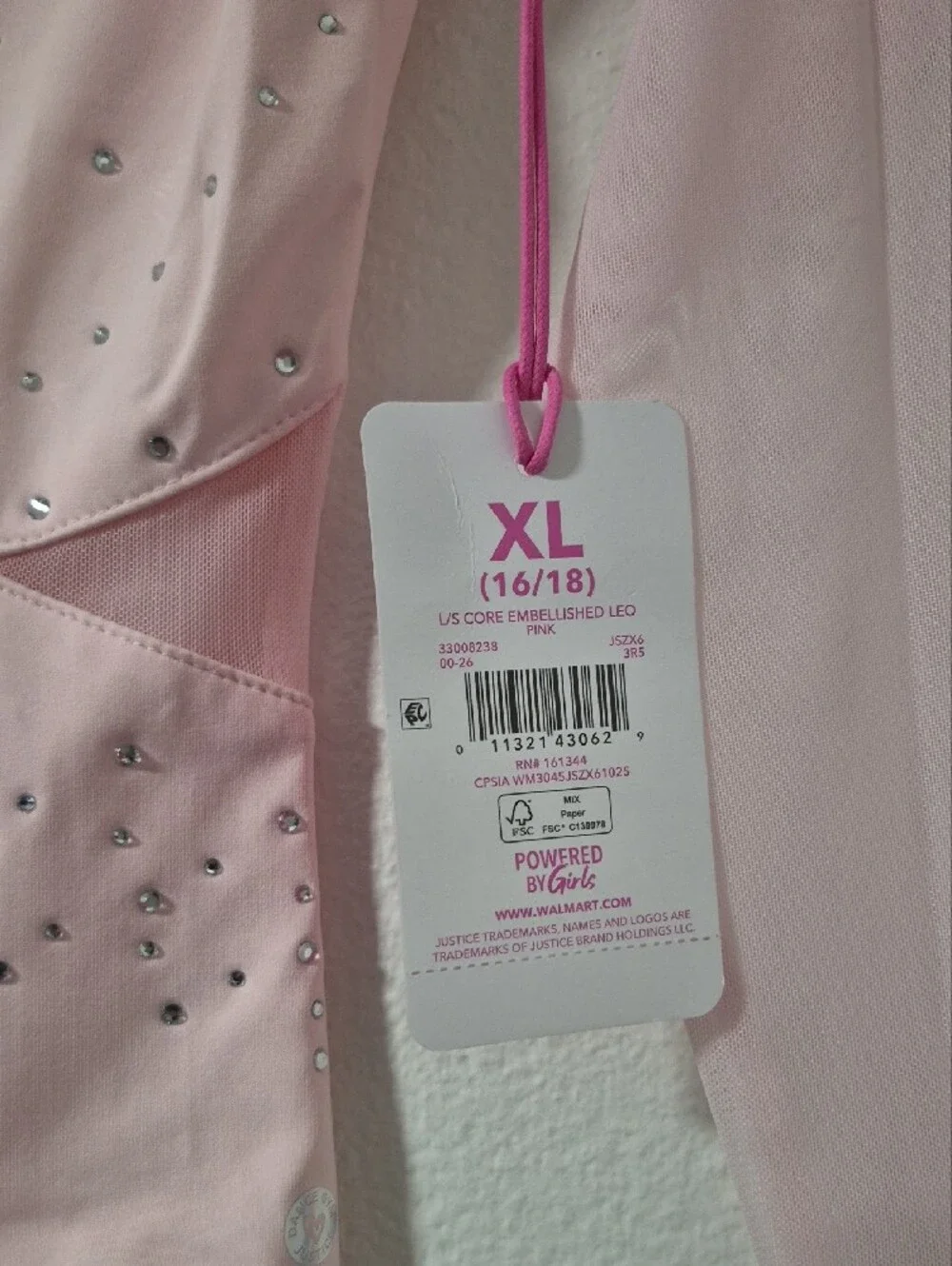 Justice Long Sleeve Pink Rhinestone Mesh Sleeve Dance Leotard